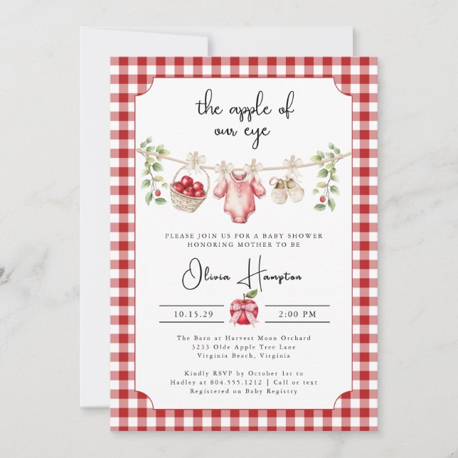 La Apple de la invitación a Baby Shower de nuestro (Anverso)