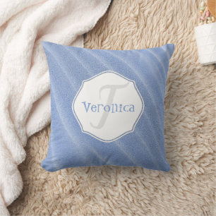 La arena azul riega la almohada personalizada