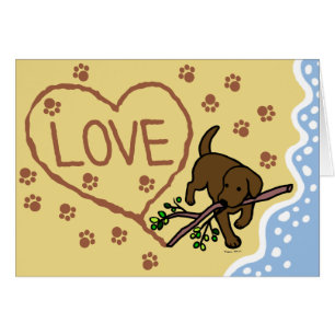 La arena de Labrador del chocolate pone letras al
