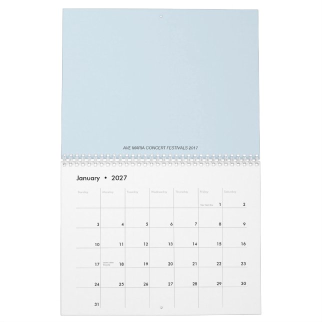 La avenida Maria dos pagina, medio, calendario (Jan 2027)