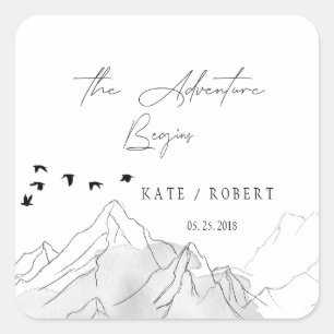 La aventura comienza Boda Pegatina elegante