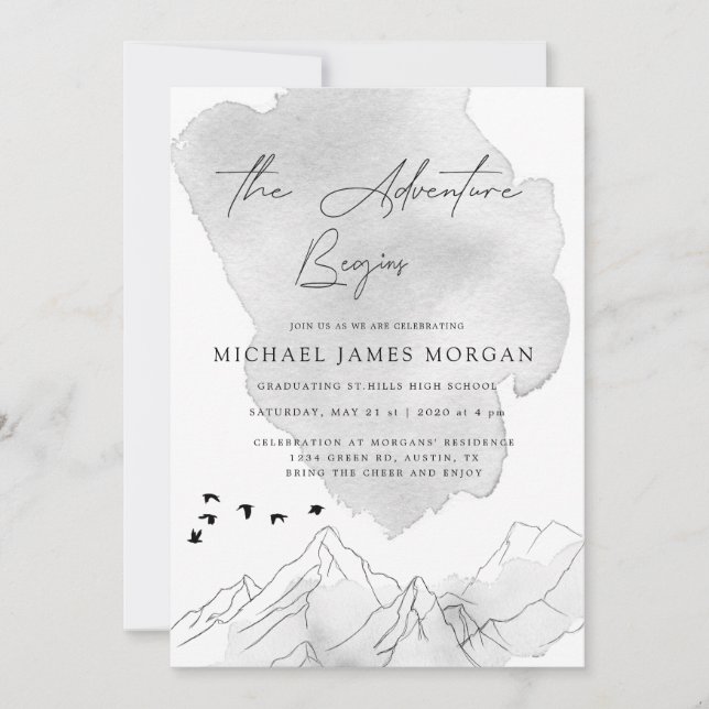 La aventura comienza elegante invitación a graduac (Anverso)