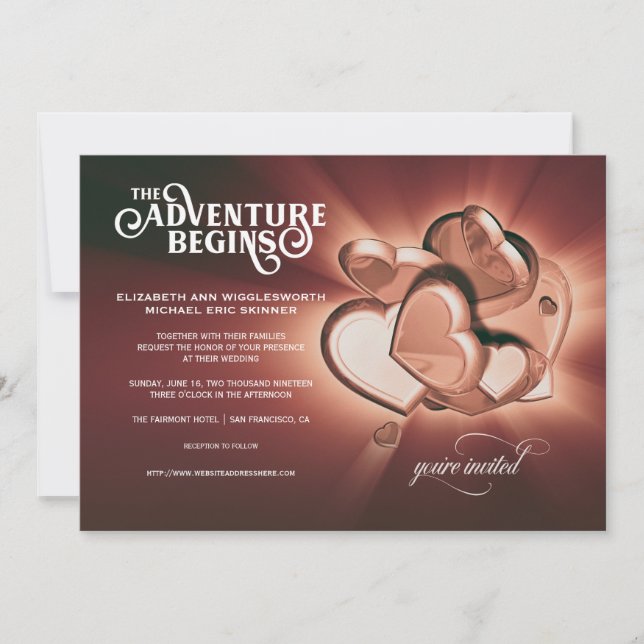 La Aventura Comienza Invitación de Boda (Anverso)
