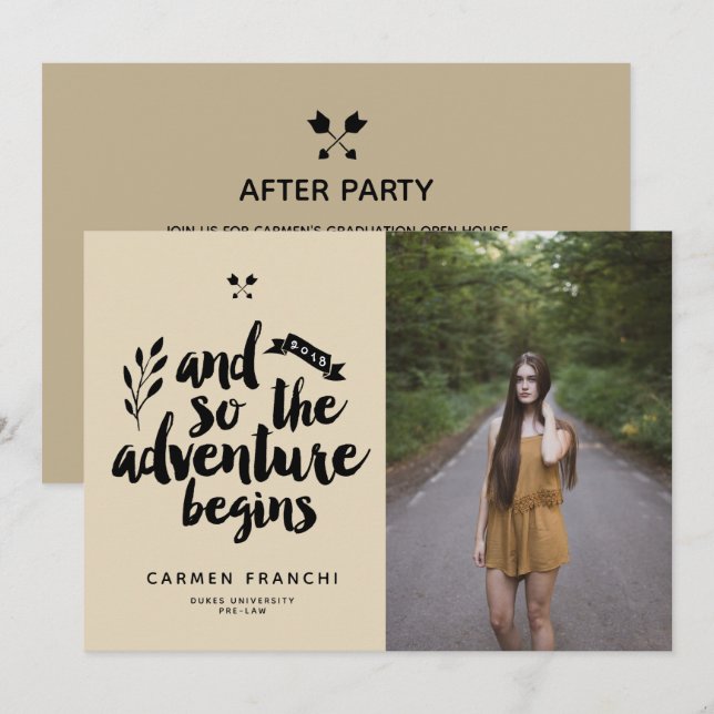 La aventura comienza la Invitación de graduación (Anverso / Reverso)