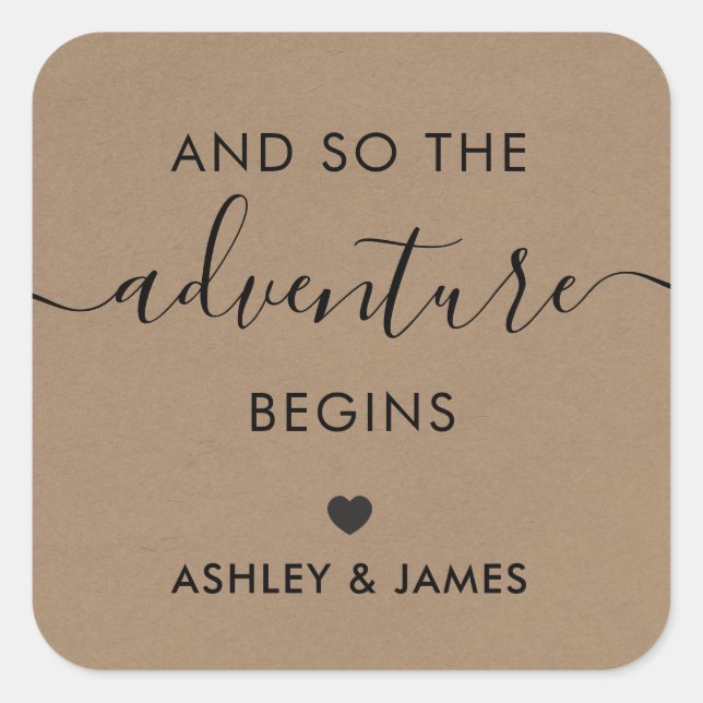 La aventura empieza, Boda Pegatina de Bienvenida, (Anverso)