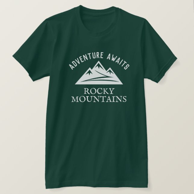 La aventura espera camiseta verde al aire libre de (Anverso del diseño)