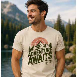 La aventura espera camiseta vintage de senderismo