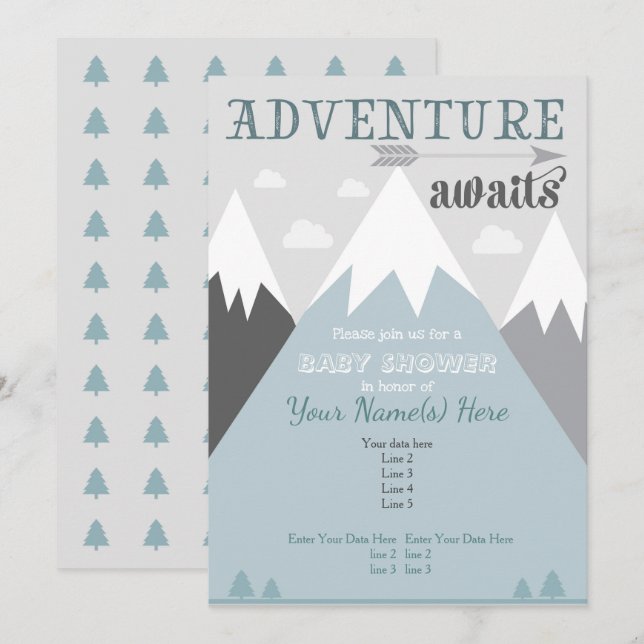 La aventura espera la invitación a la Baby Shower  (Anverso / Reverso)