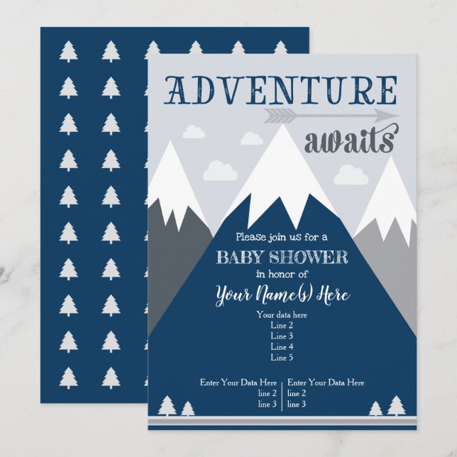 La aventura espera la invitación a la Baby Shower  (Anverso / Reverso)
