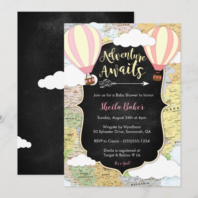 La aventura espera la invitación Chica a Baby Show (Anverso / Reverso)