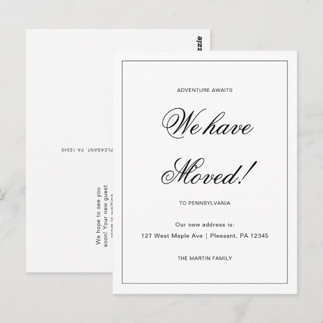 La aventura espera nueva Invitación de movimiento  (Anverso / Reverso)