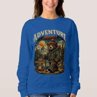 La aventura espera Oso Senderismo Camping Sudadera