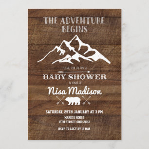 La aventura rústica comienza la invitación a Baby 