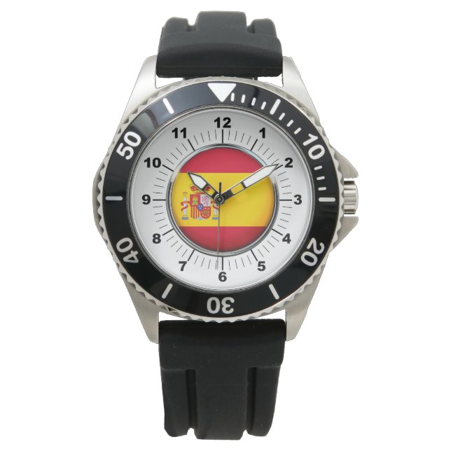 La bandera de España masculina corona reloj de gom (Anverso)