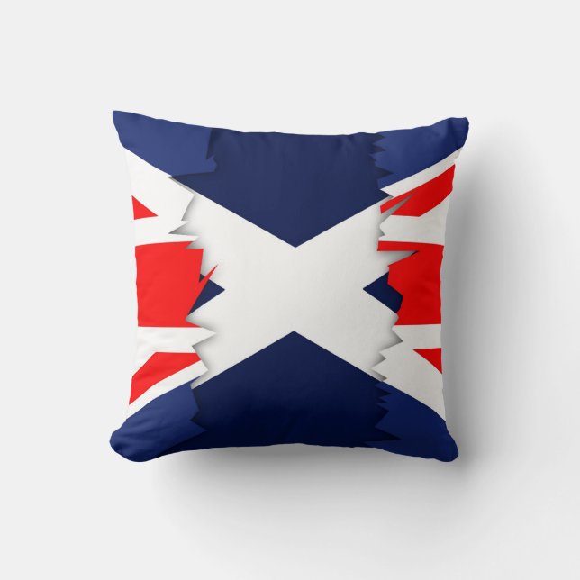 La bandera escocesa, Union Jack rasgó la almohada (Anverso)