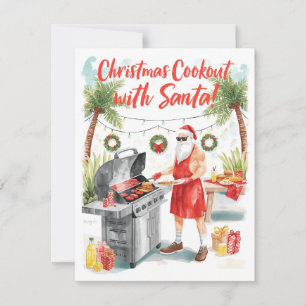 La barbacoa de Navidad de Santa – Acuarela moderna
