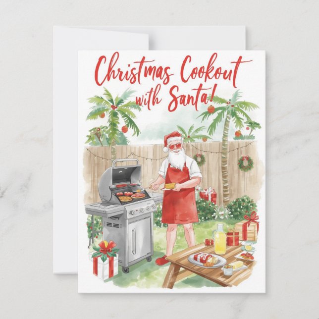 La barbacoa de Navidad de Santa – Acuarela moderna (Anverso)