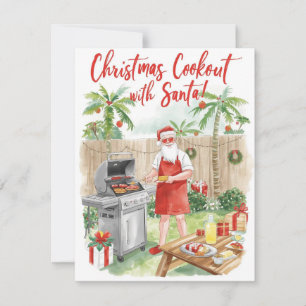 La barbacoa de Navidad de Santa – Acuarela moderna