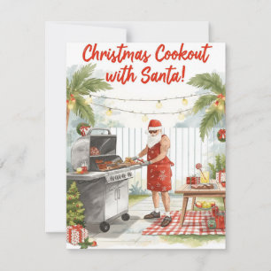 La barbacoa de Navidad de Santa – Acuarela moderna