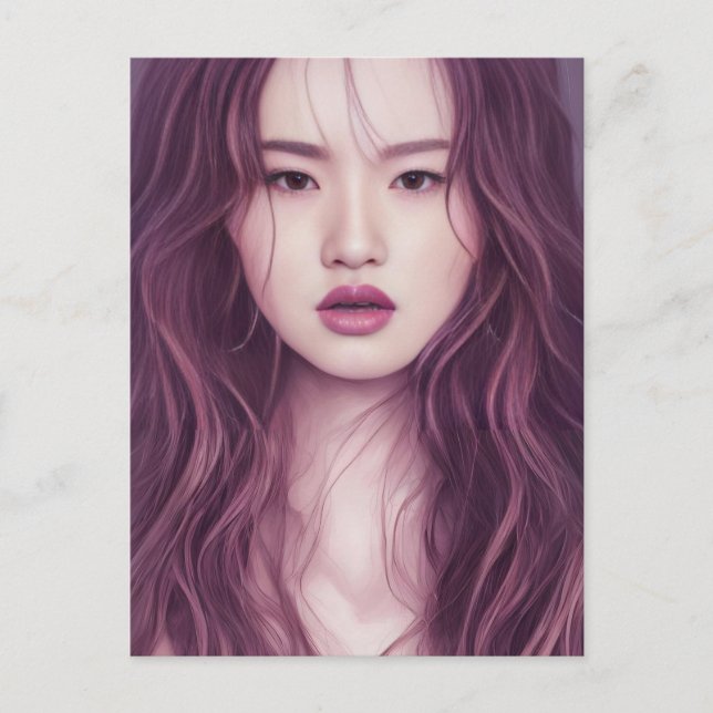 La bella postal de una mujer asiática (Anverso)