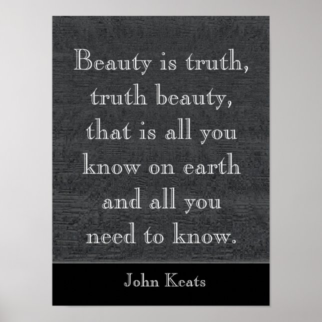 La belleza es verdad -cita de Keats- impresión de  (Frente)