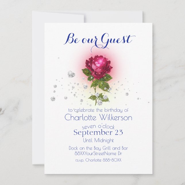 La belleza y la bestia con la invitación a la rosa (Anverso)