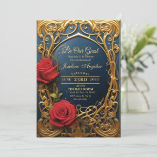 La belleza y la bestia Rosa dulce 16 invitaciones