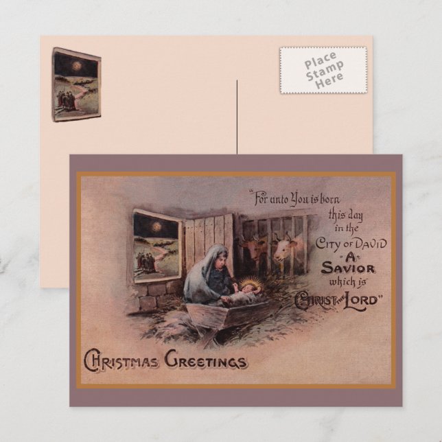 La Bendición de la Tarjeta Postal de Navidad (Anverso / Reverso)