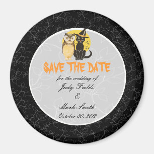 La Boda De Halloween De Gato Y Búho Salva El Imán
