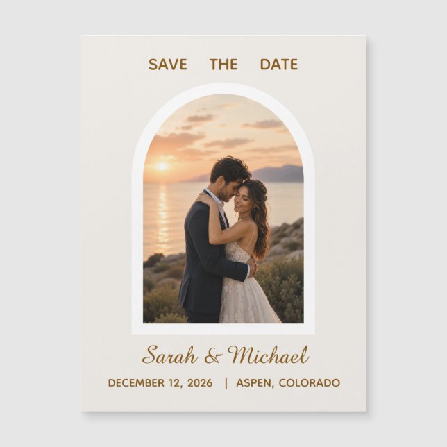 La Boda de la Foto del Arco Moderno Save the Date (Anverso)