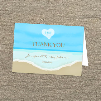 La boda de playa le agradece las tarjetas