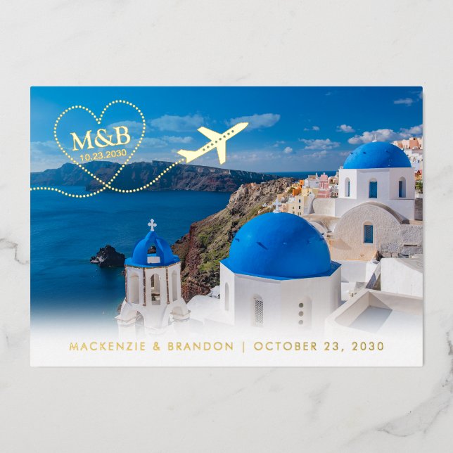 La boda de Santorini Grecia salva la tarjeta posta (Anverso)