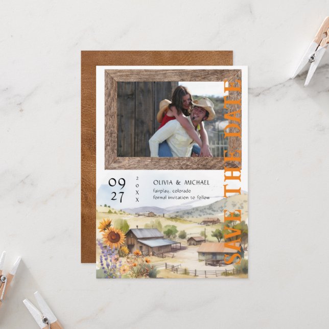 La boda de Western Ranch Save the Date (Anverso/Reverso In Situ)