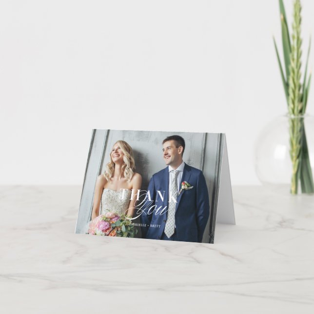 La boda doblada de la foto le agradece tarjeta de (Anverso)