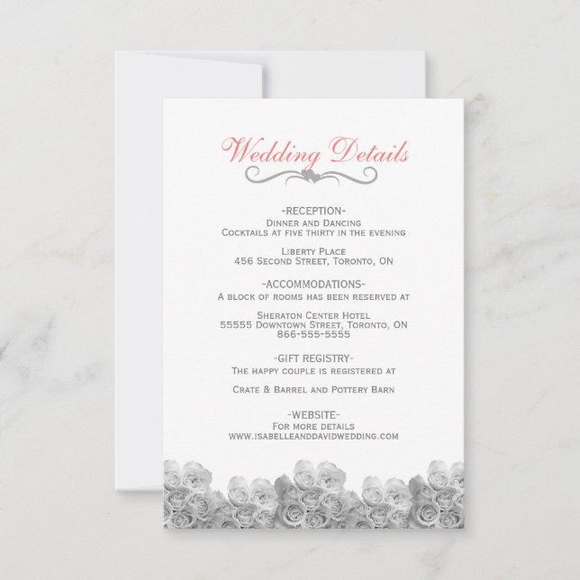 La BODA elegante DETALLA LA TARJETA del RECINTO (Anverso)