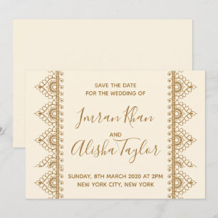 La boda india Mehendi salva la invitación a la fec