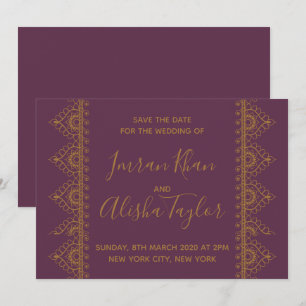 La boda india Mehendi salva la invitación a la fec