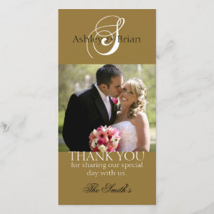 La boda inicial del oro agradece tarjetas de la