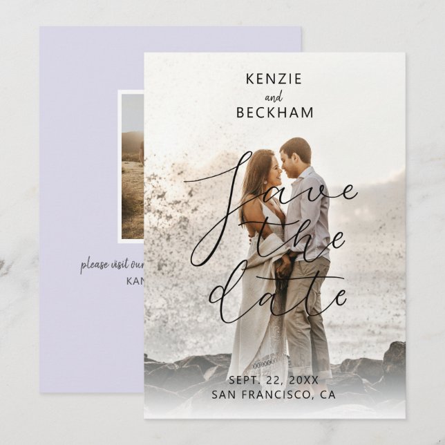 La boda moderna salva la caligrafía de las fotos d (Anverso / Reverso)