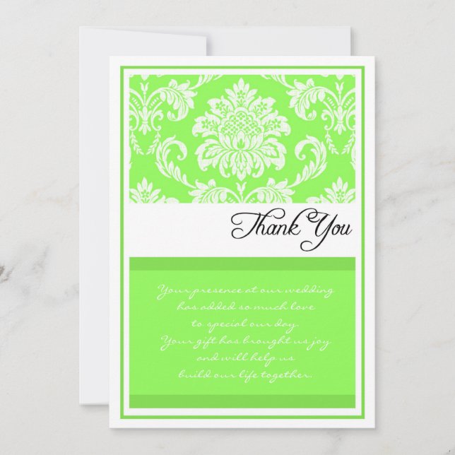 La boda verde del damasco le agradece las tarjetas (Anverso)