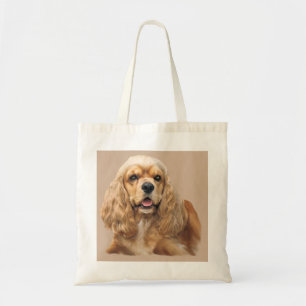 La bolsa de asas adorable de cocker spaniel apenas