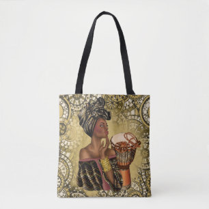 La bolsa de asas afroamericana de la mujer