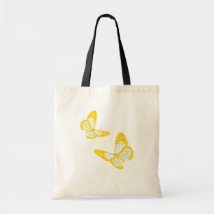 La bolsa de asas amarilla de dos mariposas