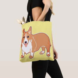 La bolsa de asas amarilla feliz del Corgi Galés