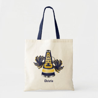 La bolsa de asas amarilla y azul de la alegría