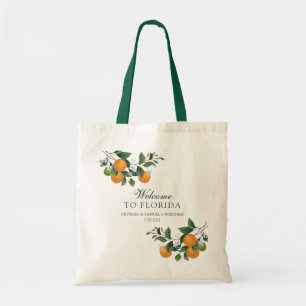 La bolsa de asas anaranjada de la boda de la fruta