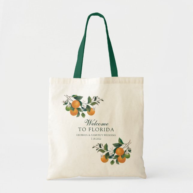 La bolsa de asas anaranjada de la boda de la fruta (Frente)