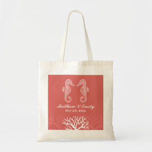La bolsa de asas anaranjada rosada de la boda del