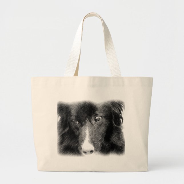 La bolsa de asas animal del arte del border collie (Frente)