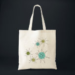 La bolsa de asas atómica icónica de Starbursts<br><div class="desc">Este modelo atómico icónico de la bolsa de asas de Starbursts ofrece starbursts atómicos icónicos. ¡Eso correcto! La escuela vieja, fondo color nata con los puntos del oro es el contexto perfecto para la turquesa vibrante, el apio calmante, y los círculos coloreados del verde kitschy de la pera. Los puntos...</div>